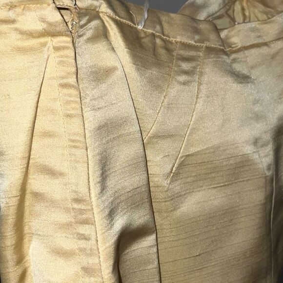 NWT Vintage Nelly De Grab New York Gold Raw Silk Maxi Skirt Pleat Front Size 12 - Picture 6 of 11